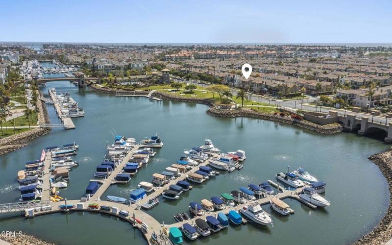 Seabridge aerial with boats and home