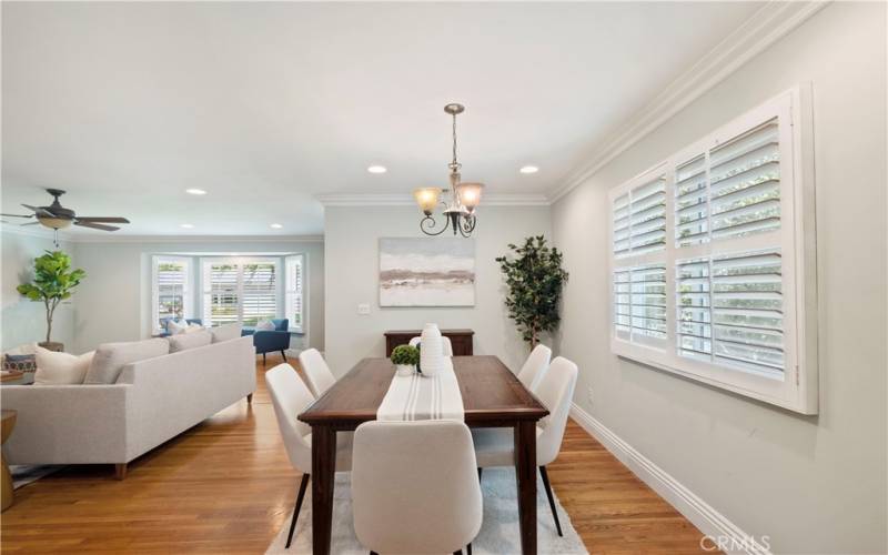 Beautiful wooden shutters and recessed lighting
