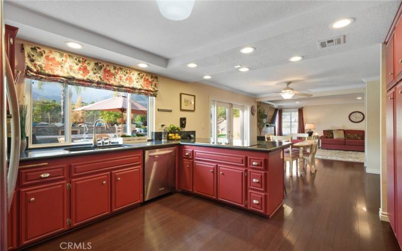 Beautiful kitchen with stainless appliances.