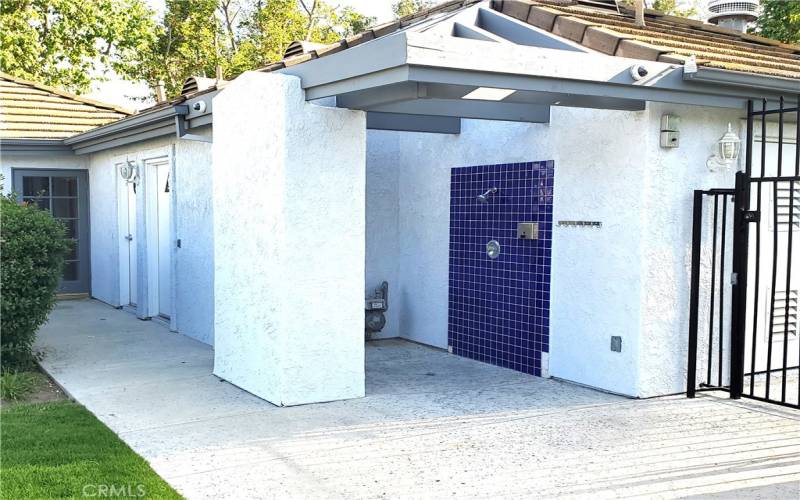 Shower area by the community pool