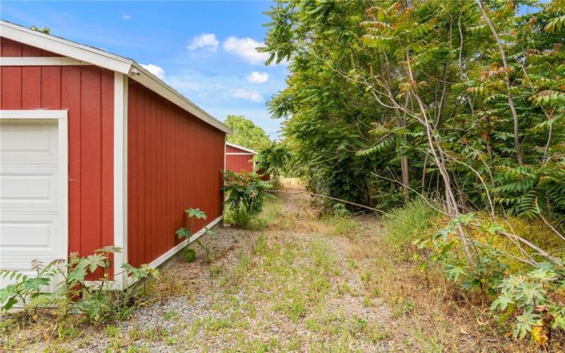 Easement next to buildings. Buildings not part of property.