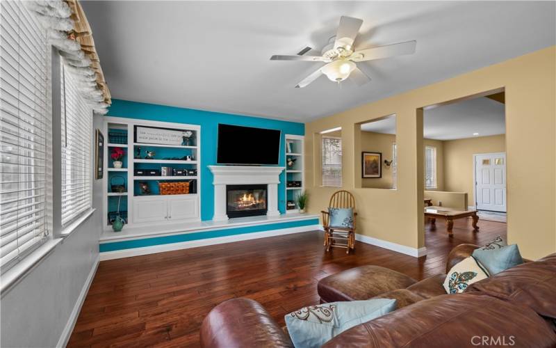 Family room from kitchen showing the connection to living room