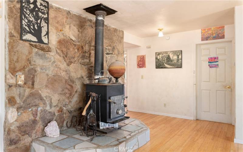 Wood stove in living room