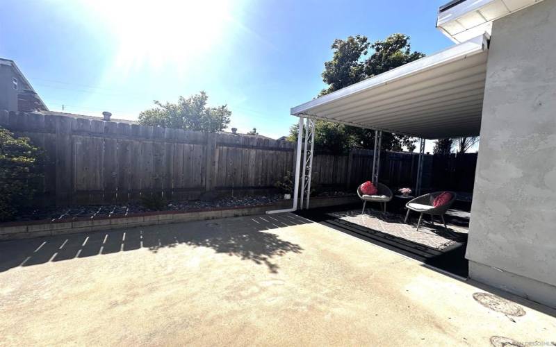 covered patio in rear yard