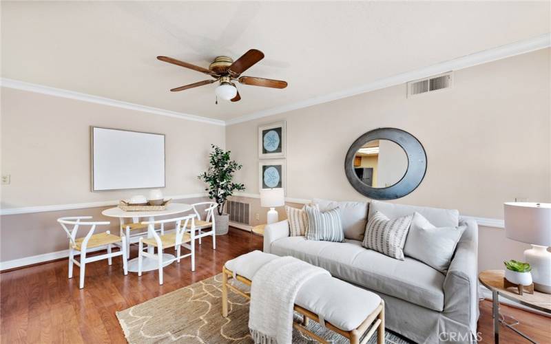 Looking into the family room from the front entry