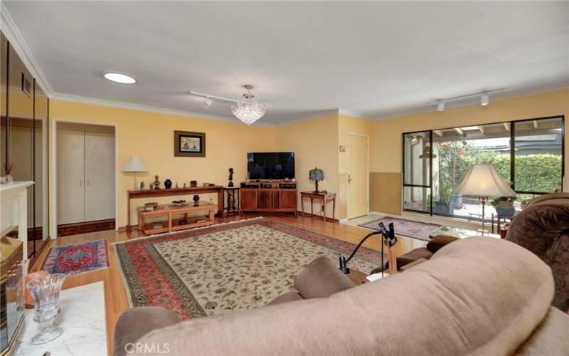 Living room with large windows.