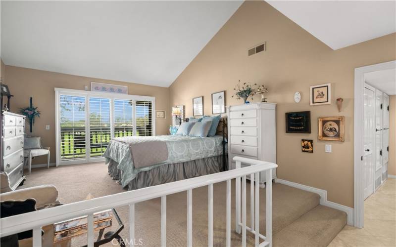 Master Bedroom with outdoor deck and golf and lake views