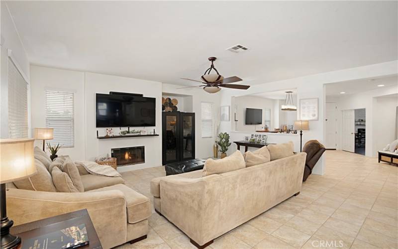 Family Living Room with Fireplace - TV Stays