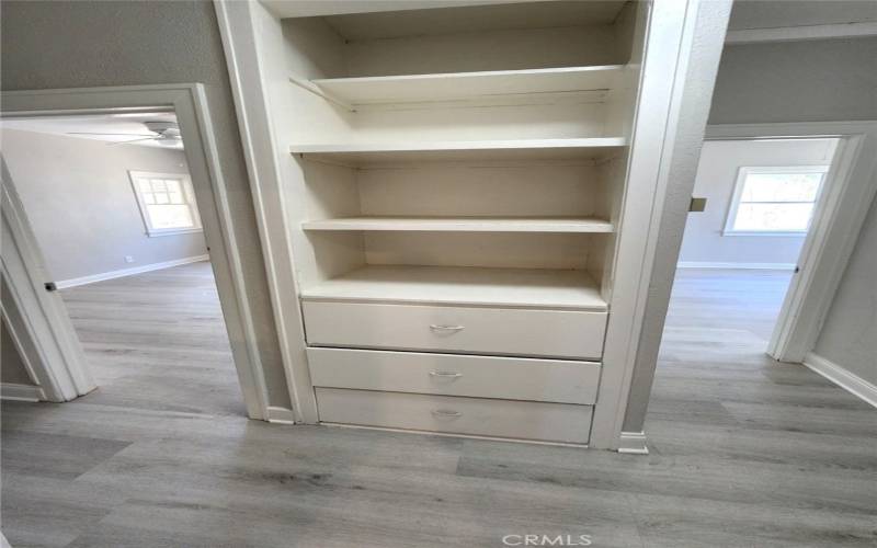 Hallway cabinets for linen.