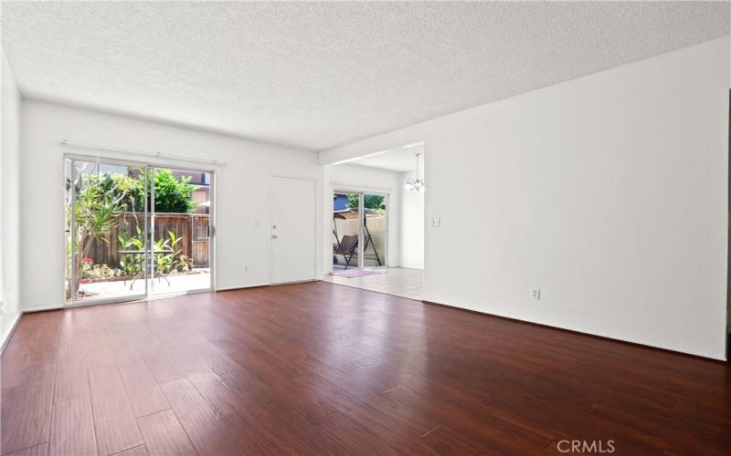 Open and spacious living room with sliding doors to your own private patio