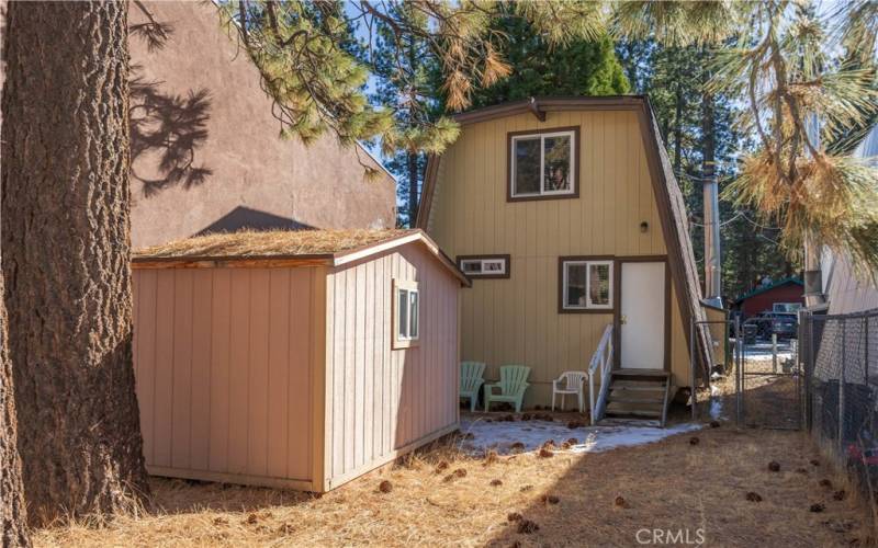 Shed is like new. Back yard View