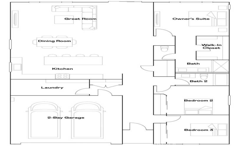 Residence 1 Floorplan (Not Showing 3 Car Garage)