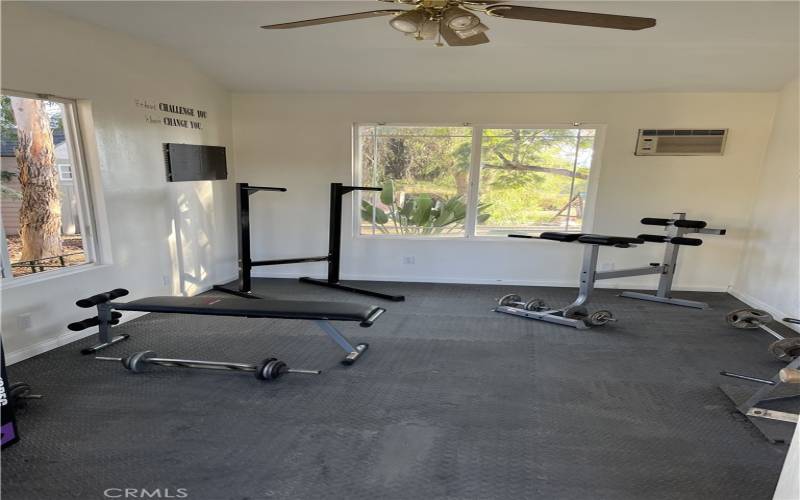 workout room next to garage