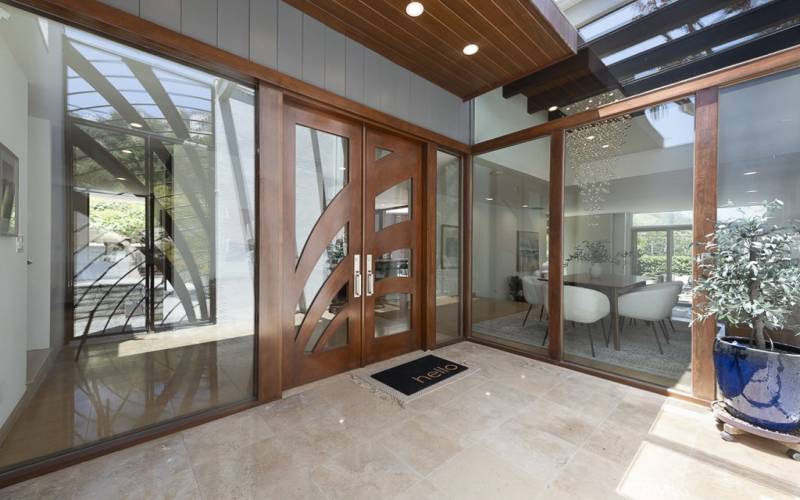 Entryway with Custom Maple Wood Doors