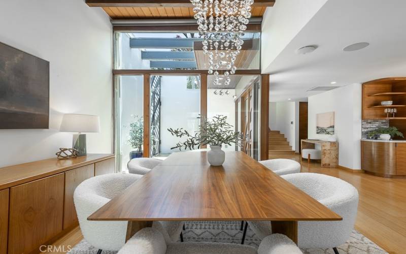 Dining Room with floor to ceiling windows