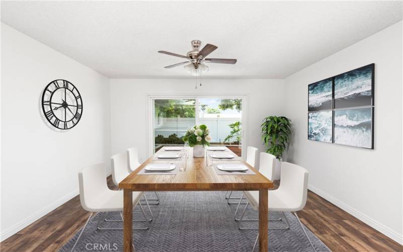 Virtually staged dining room.