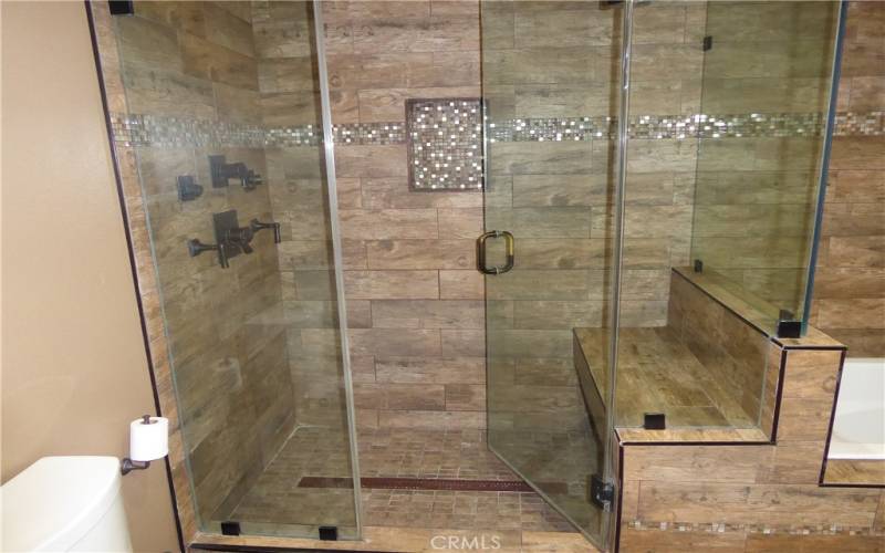 Master Bath Shower with Built-in Seat.