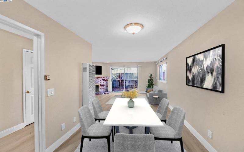 Dining area virtually staged