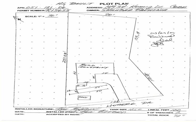 Plot Map. shows septic location