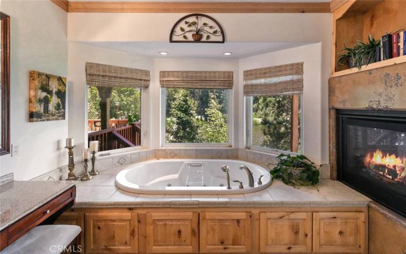 Primary En Suite Spa Tub Overlooking Trees