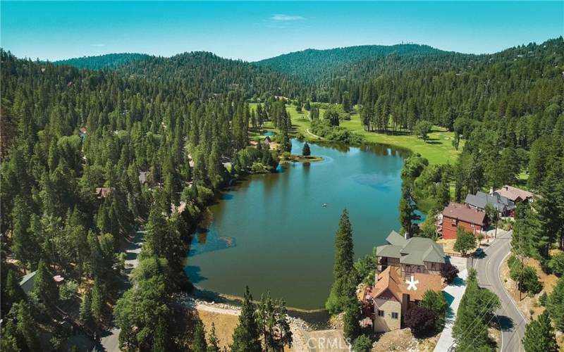 Aerial view of Grass Valley Lake & Golf Course. Home is bottom right.