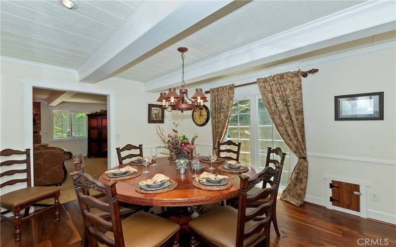 Dining room with doggie door inlower right