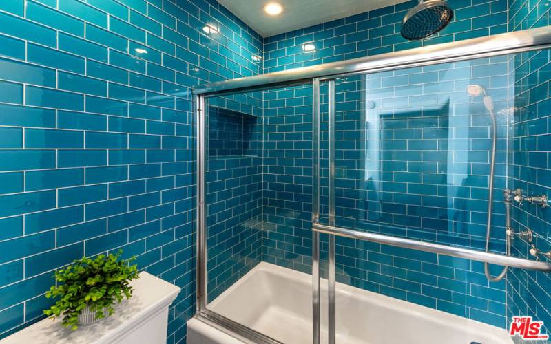 Ocean Blue Subway Tiles feature