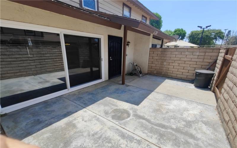 FRONT PATIO WITH ENOUGH SPACE FOR A BBQ!