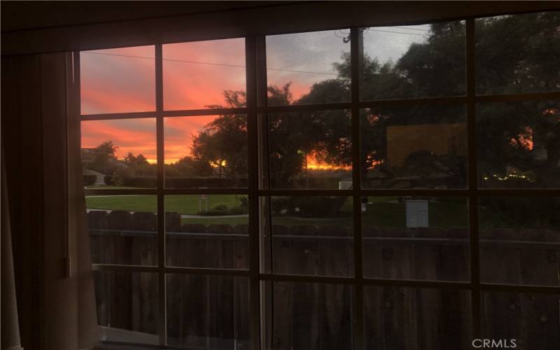 View of sunset from living room