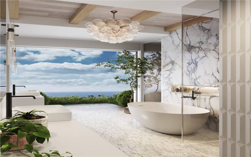 Primerey bedroom suite spa setting, renderings are conceptual & subject to change.