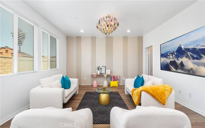 Living room with wall paneling