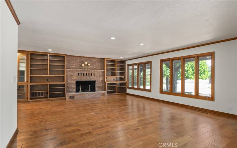 Fireplace with custom built in cabinetry