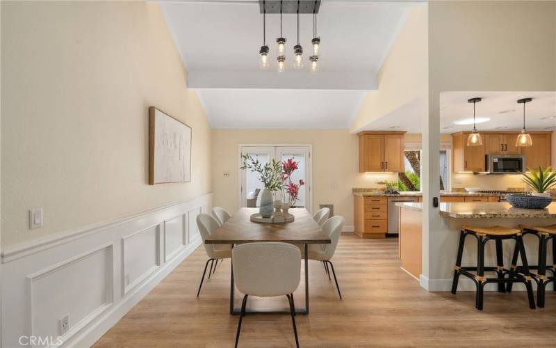 High ceilings throughout, dining area off of the kitchen.