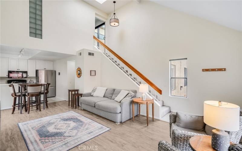 Complete with vaulted ceilings and a skylight, you really do not need lights on during the daytime to enjoy your home. As an end unit you have lots of natural light.
