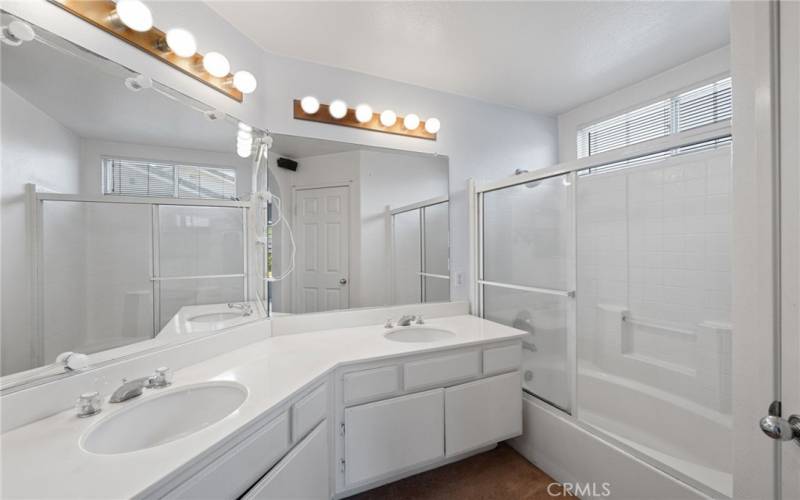 Master bathroom - some of the light bulbs do not work and were photoshopped for illustrative purposes only.