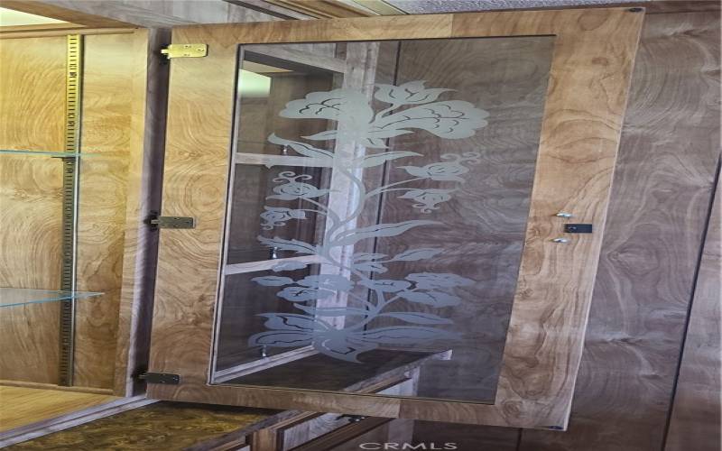 Beautiful Etched Glass Hutch Doors