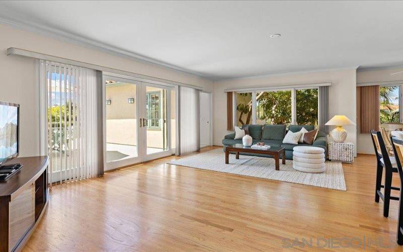 Open floor plan Great Room/family room that opens out to the large deck with views of the bay and Sea World fireworks