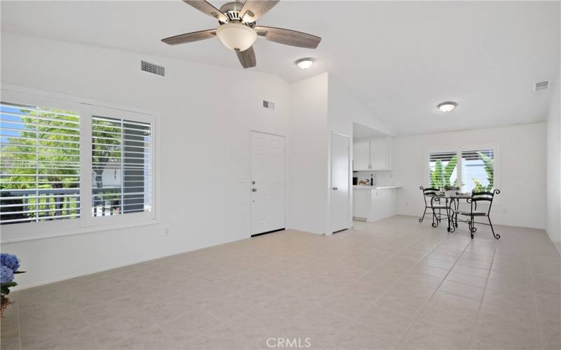 Living room open to dining room & kitchen