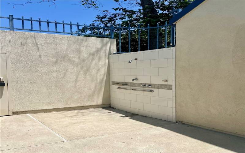 Outdoor shower at the pool.