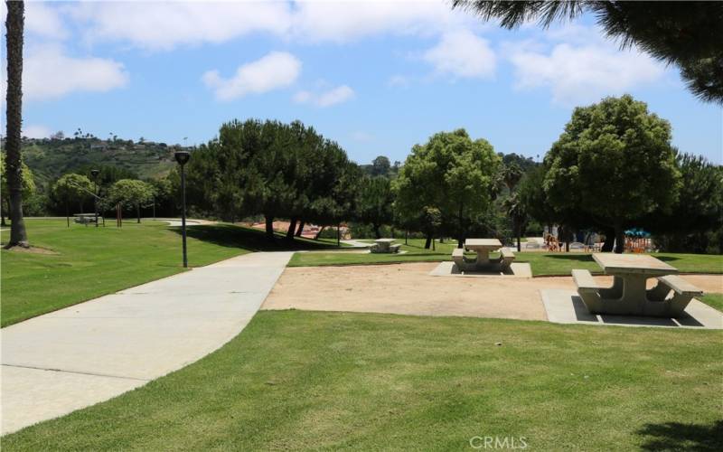 Picnic areas and walking trails at Rancho San Clemente Sports Park.
