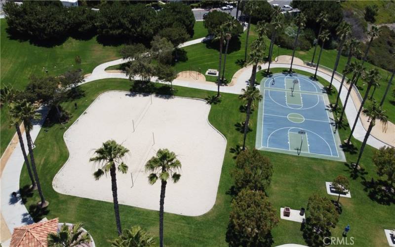 Another drone shot of the sport courts at Rancho San Clemente Sports Park.
