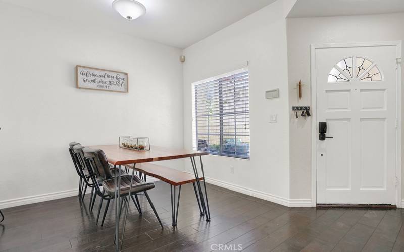 The dining room is found right by the front entrance to your new home.