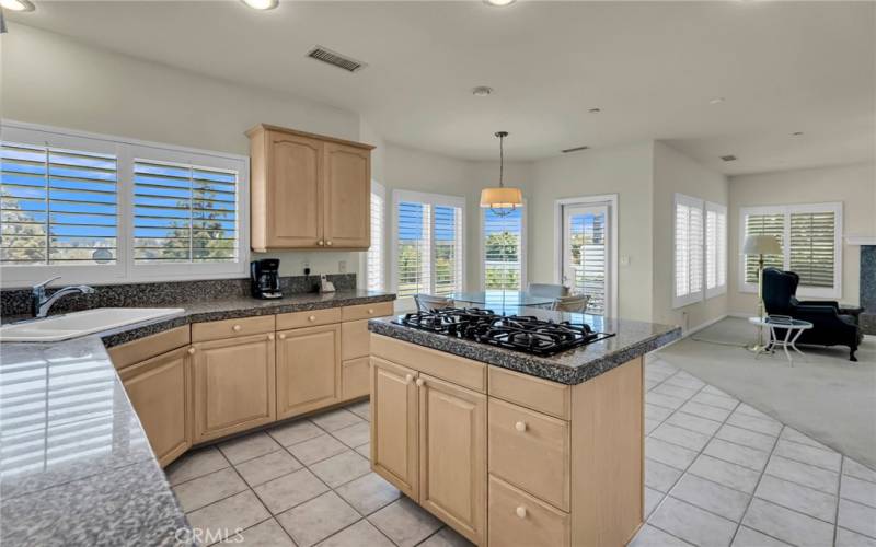 Spacious kitchen with granite counter top and pantry. Island has room for barstool.
