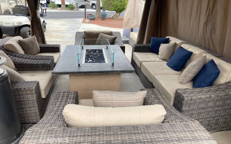 Patio Furniture and Fire Table