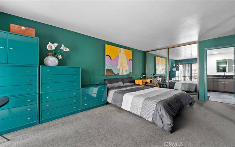 Large Primary Bedroom with Mirrored Closet Doors