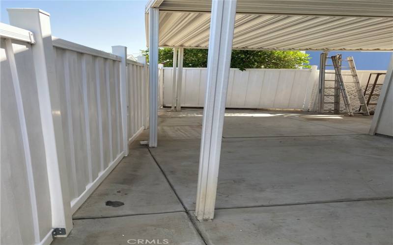 Patio showing fence and patio cover.