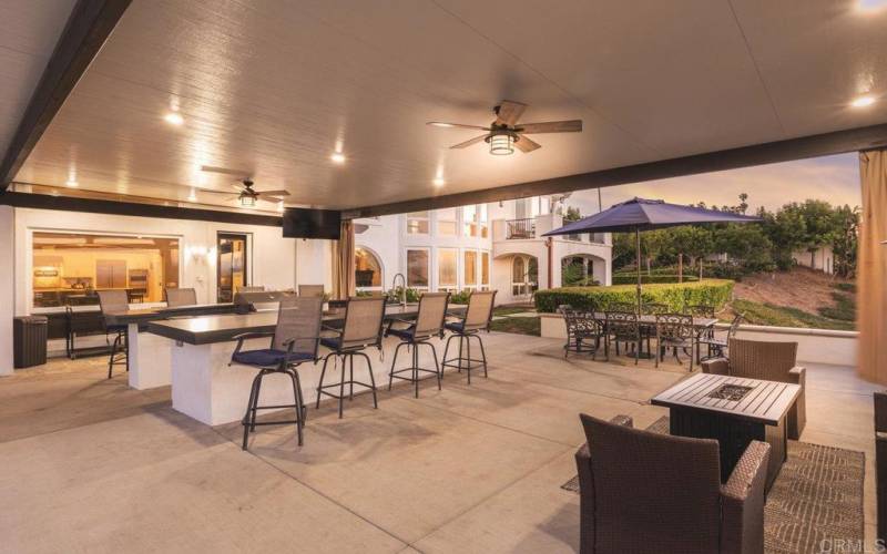 Covered patio with plenty of room for family, friends and guests.
