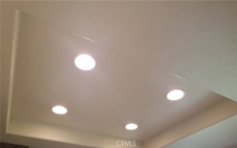Recessed lighting in the kitchen.

