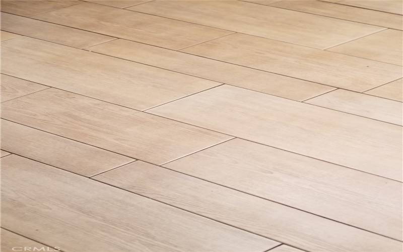 Wood laminate flooring in the kitchen.
