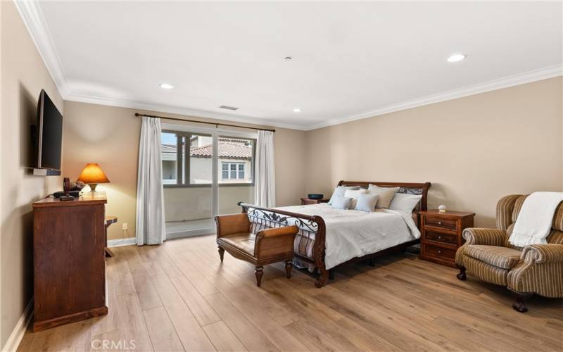 Spacious Primary Bedroom Suite with Huge Balcony, Beautiful Wood Vinyl Floors